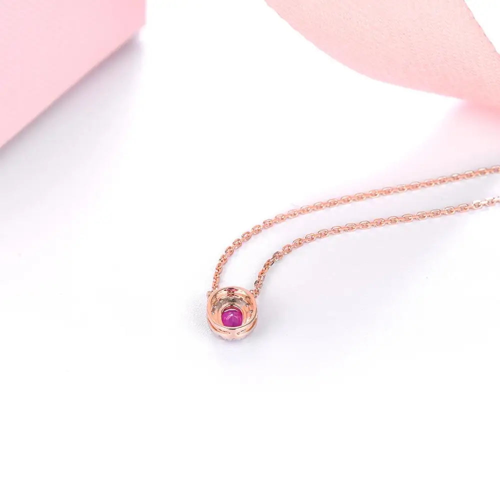 LP Natürliche Keine Erhitzt Rubin & Diamanten Anhänger 14 K Rose Reales Gold Oval Geformt Edlen Schmuck Klassische Stil Halskette für Geschenk