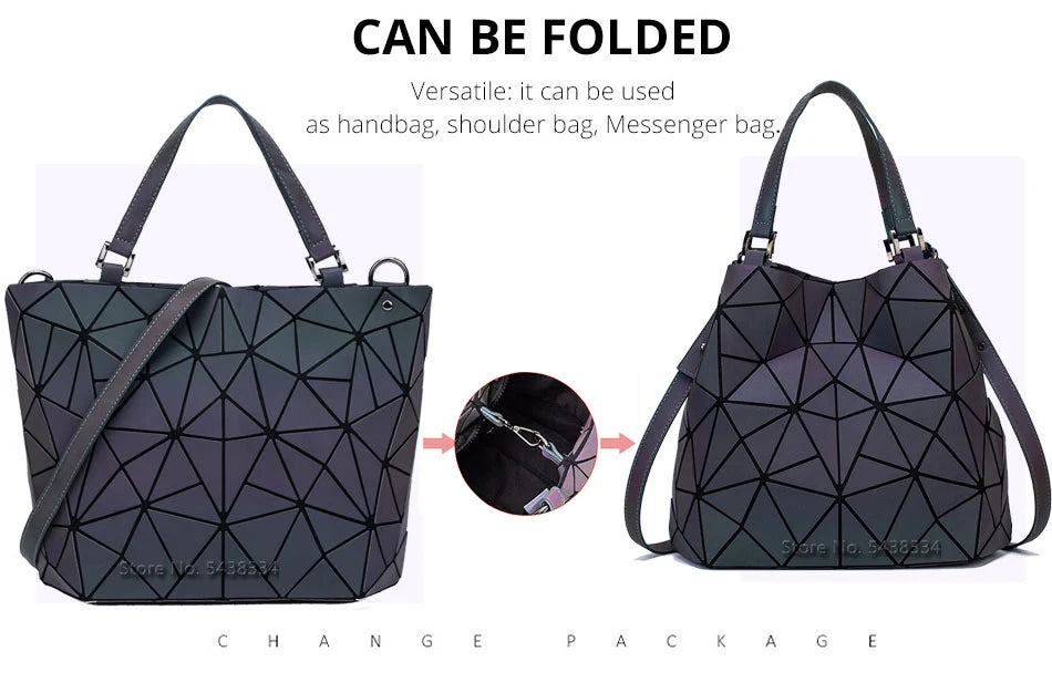 Damen leuchtende Tasche geometrische Taschen für Frauen 2024 geste ppte Umhängetaschen Laser einfach faltbare weibliche Handtaschen bolsa feminina