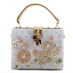 Hohe Qualität Blumen Diamant Frauen Abend Tasche Vintage Acryl Damen Handtasche Frauen Box Kupplungen Hochzeit Partei Schulter Taschen