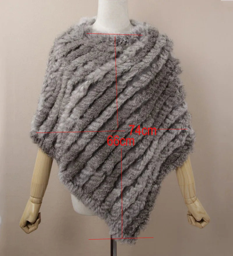 HSPL Pelz Poncho 2022 Herbst Echt Kaninchen Heißer Verkauf Dreieck Gestrickte Frauen Pullover Dame Pashmina Wrap poncho pele de coelho