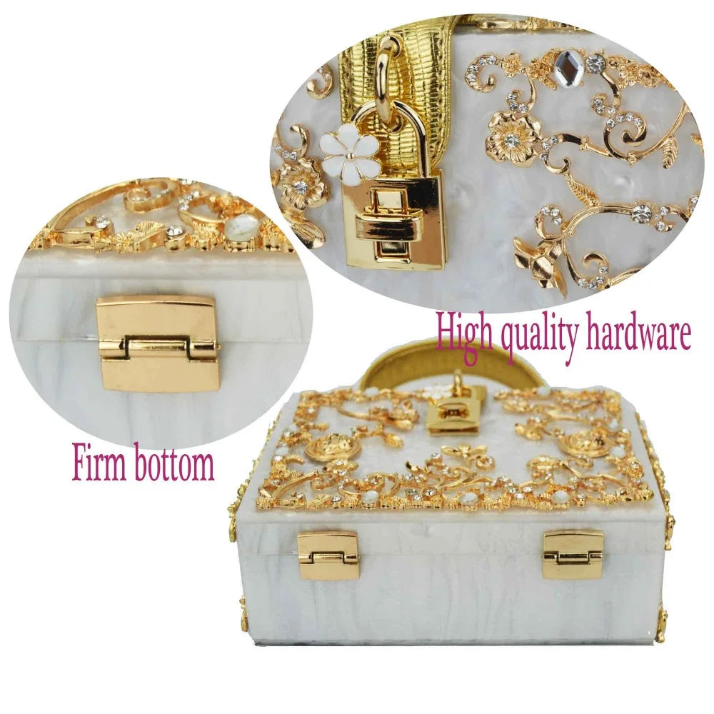 Box Designer abend tasche diamant blume Kupplung Tasche hohl relief Acryl luxus handtasche bankett partei geldbörse frauen Schulter tasche