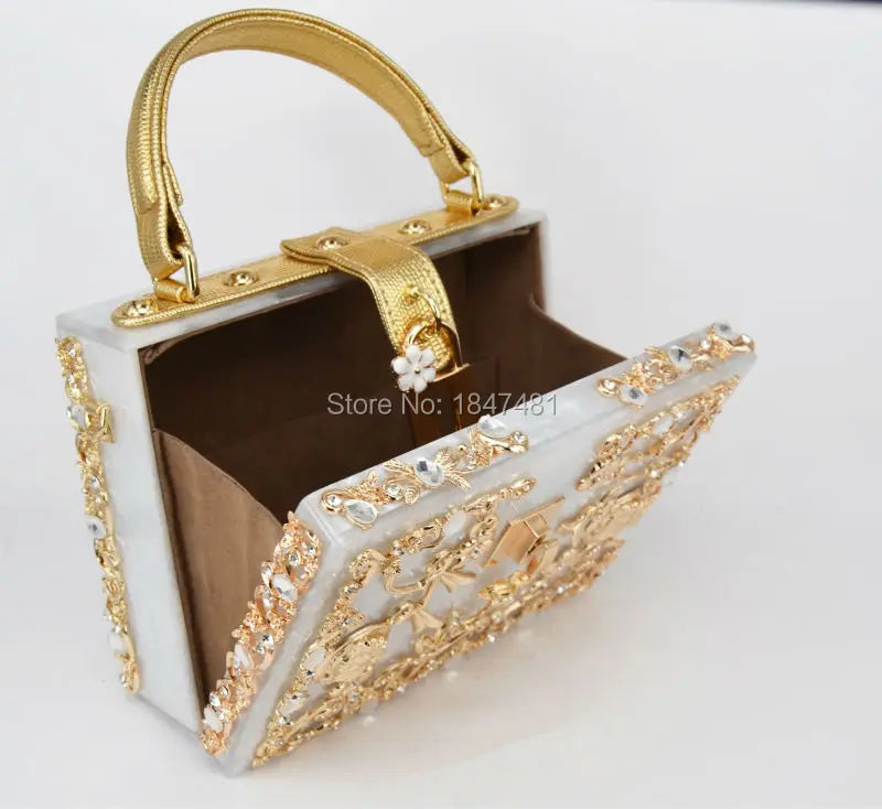 Box Designer abend tasche diamant blume Kupplung Tasche hohl relief Acryl luxus handtasche bankett partei geldbörse frauen Schulter tasche