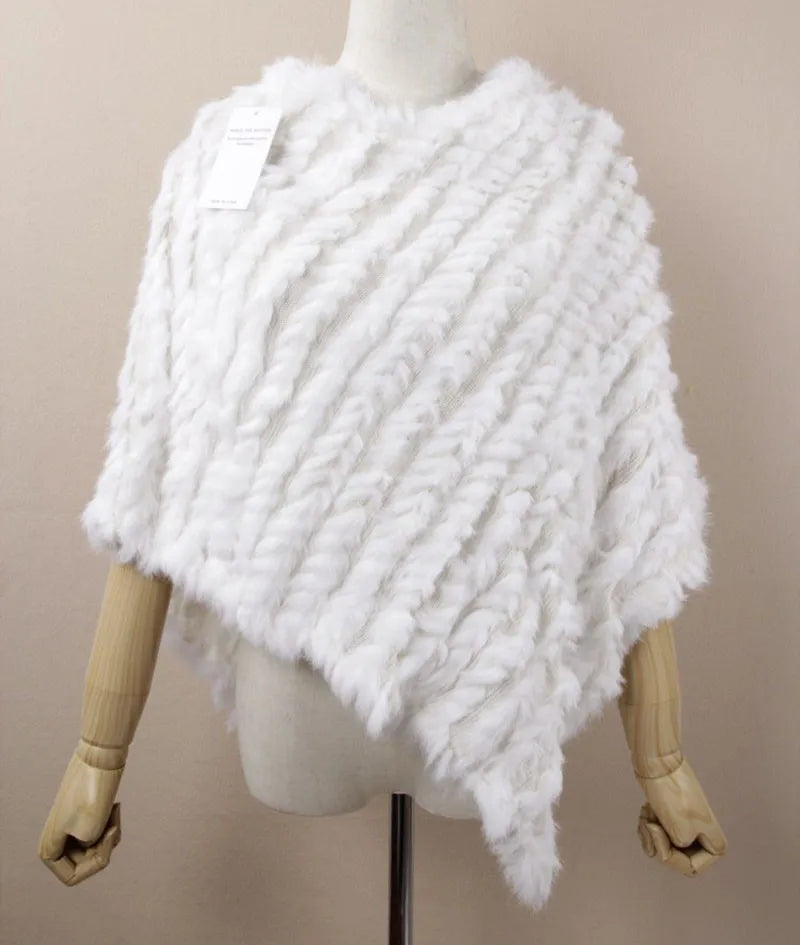 HSPL Pelz Poncho 2022 Herbst Echt Kaninchen Heißer Verkauf Dreieck Gestrickte Frauen Pullover Dame Pashmina Wrap poncho pele de coelho