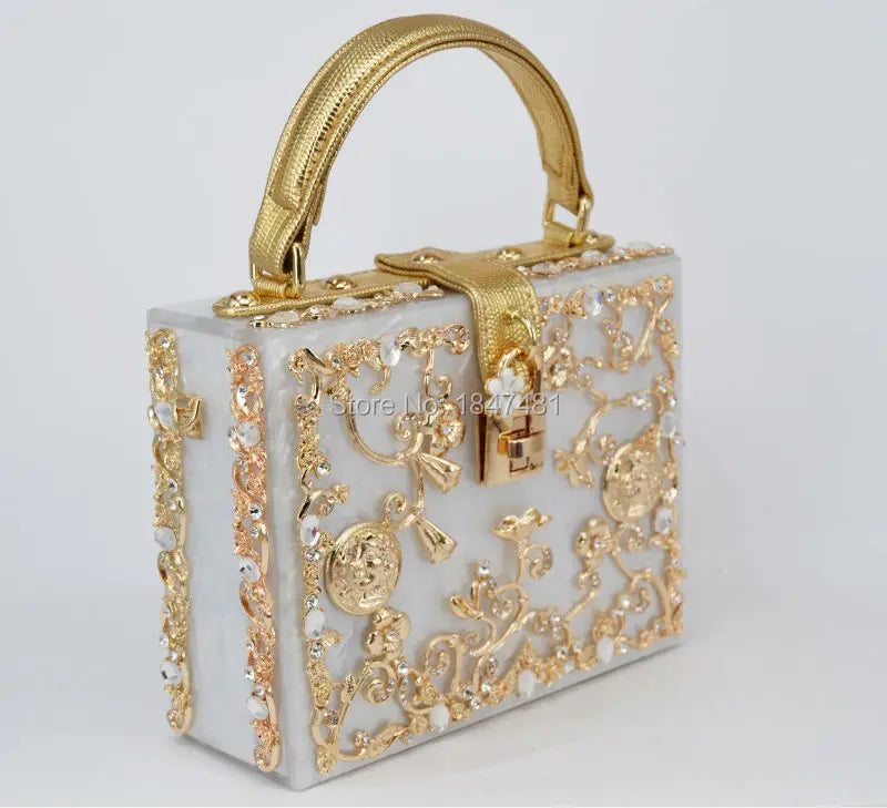 Box Designer abend tasche diamant blume Kupplung Tasche hohl relief Acryl luxus handtasche bankett partei geldbörse frauen Schulter tasche