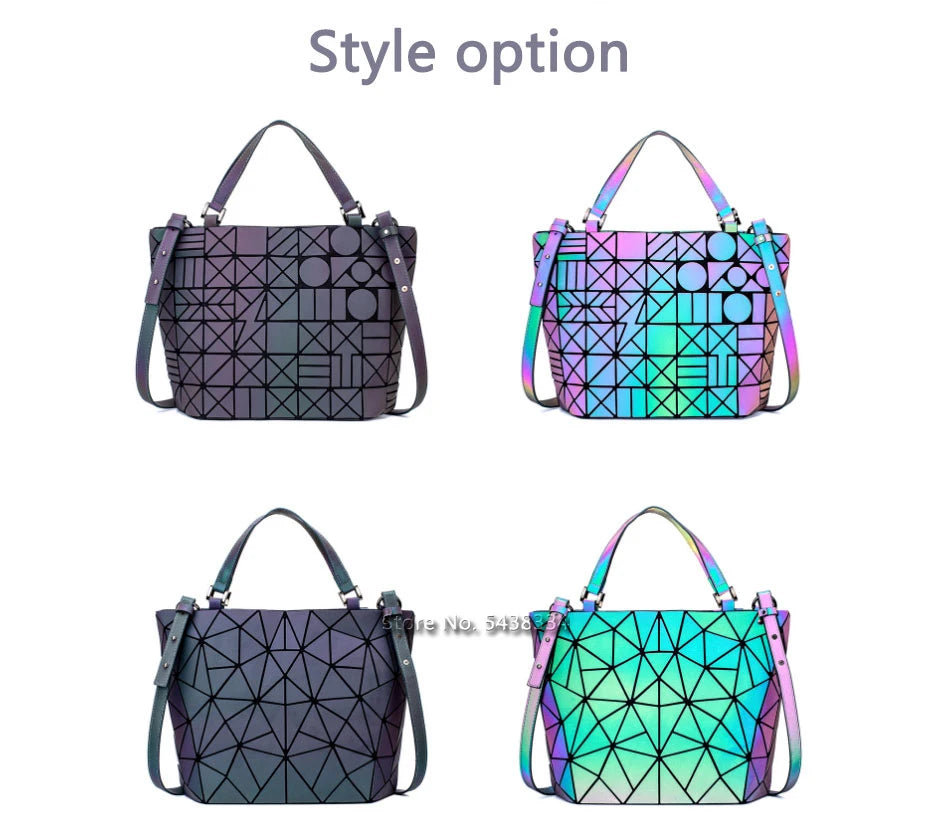 Damen leuchtende Tasche geometrische Taschen für Frauen 2024 geste ppte Umhängetaschen Laser einfach faltbare weibliche Handtaschen bolsa feminina