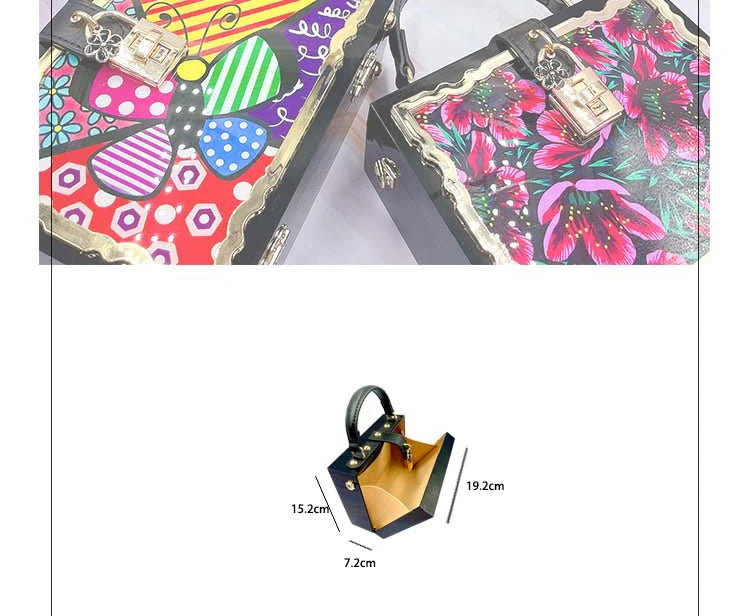 Mode Blume Muster Box Stil Party Handtasche Kupplung Luxus Frauen Geldbörsen Acryl Designer Umhängetasche Tasche Schwarz Schulter Tasche