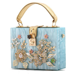 Hohe Qualität Blumen Diamant Frauen Abend Tasche Vintage Acryl Damen Handtasche Frauen Box Kupplungen Hochzeit Partei Schulter Taschen