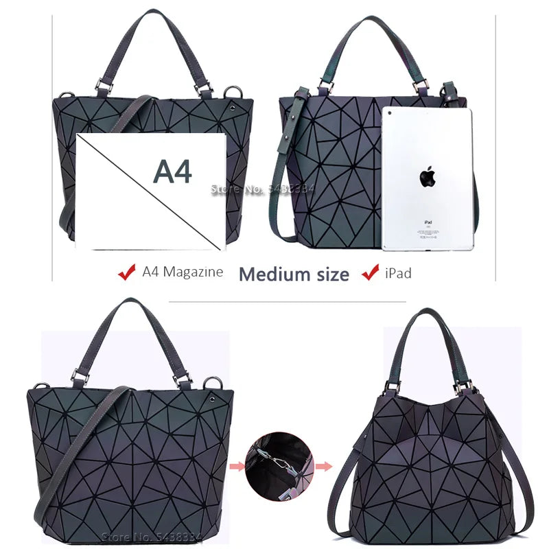 Damen leuchtende Tasche geometrische Taschen für Frauen 2024 geste ppte Umhängetaschen Laser einfach faltbare weibliche Handtaschen bolsa feminina