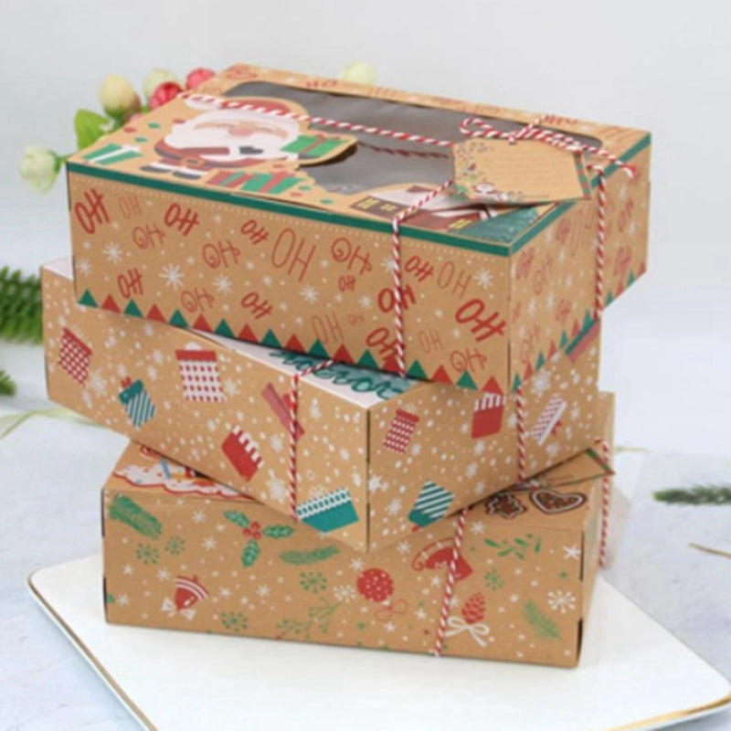 12 Stück tragbare Box aus Kraftpapier, Geschenkhalter, Goody Candy Box, Keksboxen für Weihnachten