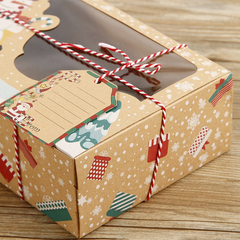 12 Stück tragbare Box aus Kraftpapier, Geschenkhalter, Goody Candy Box, Keksboxen für Weihnachten