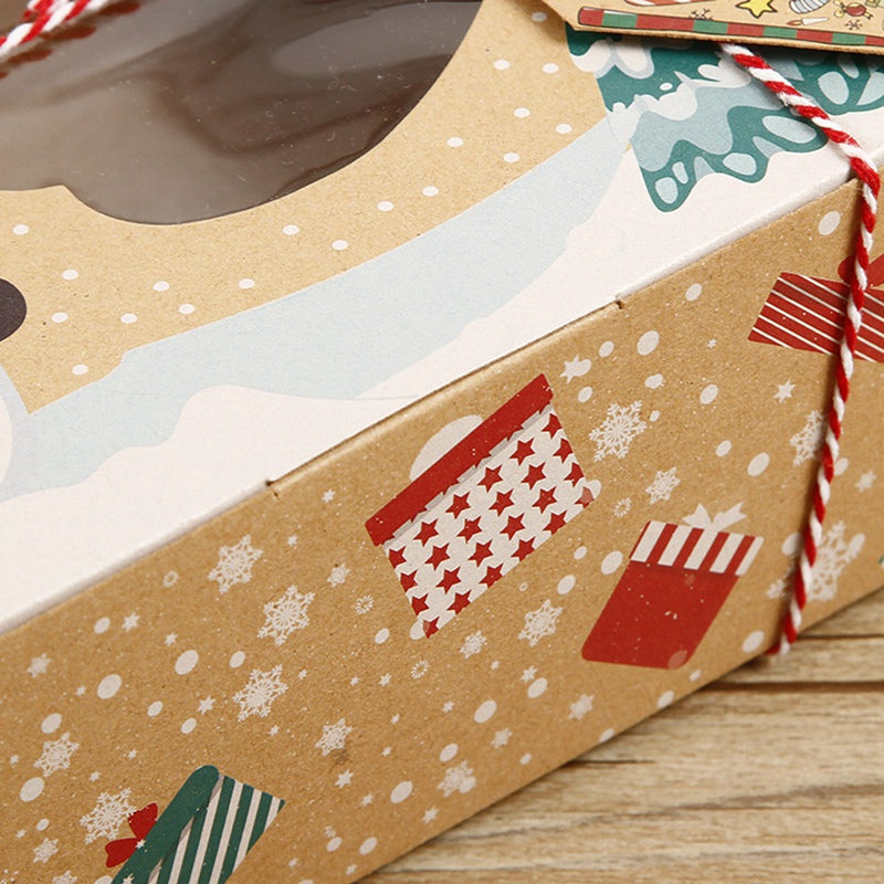 12 Stück tragbare Box aus Kraftpapier, Geschenkhalter, Goody Candy Box, Keksboxen für Weihnachten