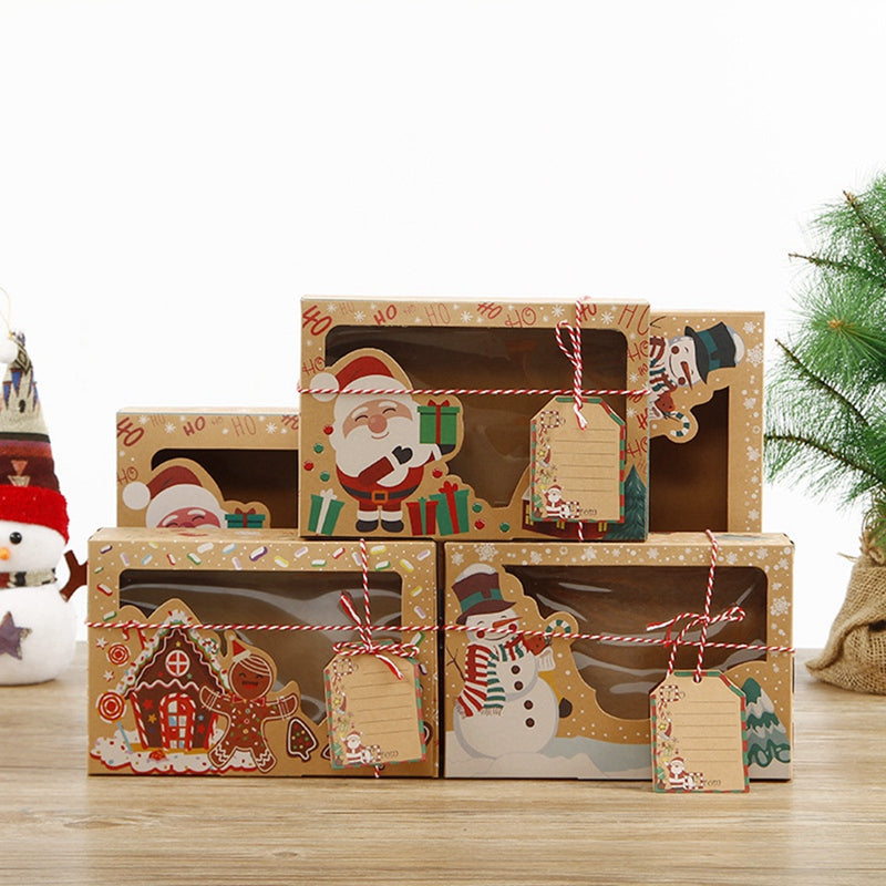 12 Stück tragbare Box aus Kraftpapier, Geschenkhalter, Goody Candy Box, Keksboxen für Weihnachten