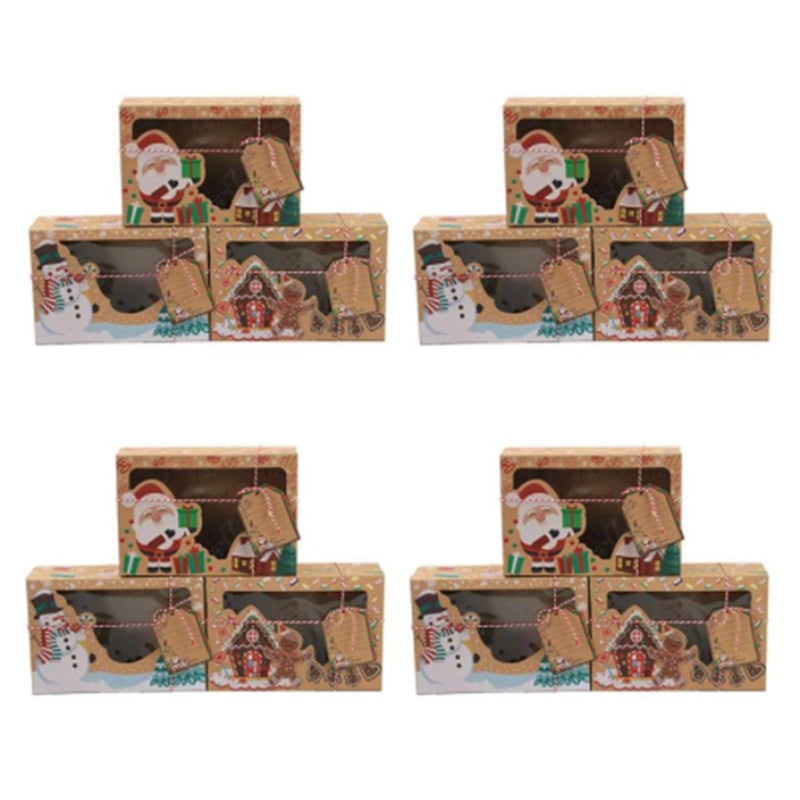 12 Stück tragbare Box aus Kraftpapier, Geschenkhalter, Goody Candy Box, Keksboxen für Weihnachten