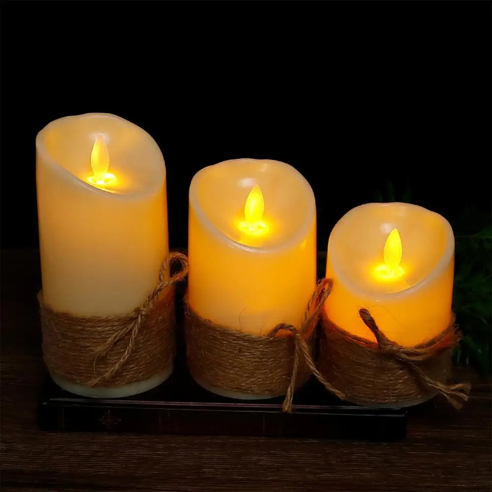 3 Stück flammenlose LED-Kerze mit Fernbedienung und Timer-Kerzen, flackernd, realistisch, für Zuhause, Weihnachten, Party, Hochzeit (ohne Batterie)