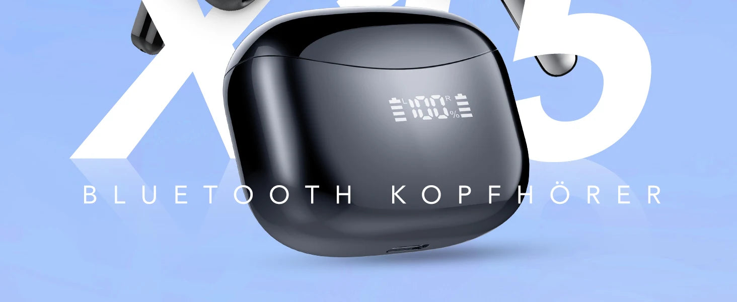 Drahtlose Ohrhörer, Ohrhörer Bluetooth 5,3 Kopfhörer 52h Spielzeit LED-Display, Hifi HD Sound wasserdichte In-Ear-Ohrhörer mit Mikrofon