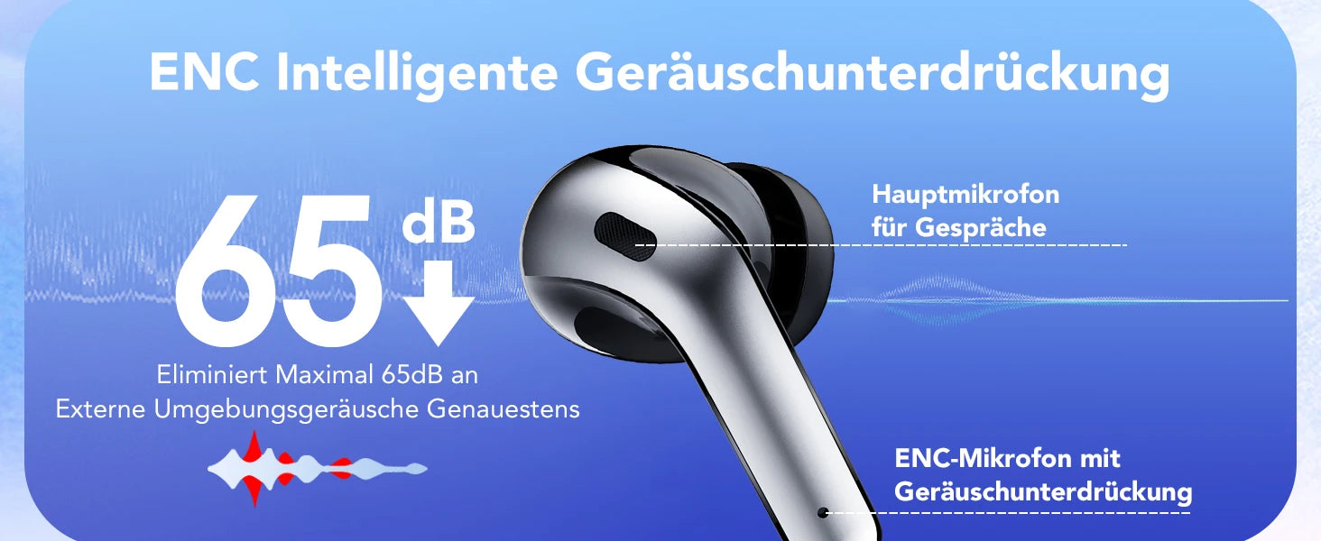 Drahtlose Ohrhörer, Ohrhörer Bluetooth 5,3 Kopfhörer 52h Spielzeit LED-Display, Hifi HD Sound wasserdichte In-Ear-Ohrhörer mit Mikrofon