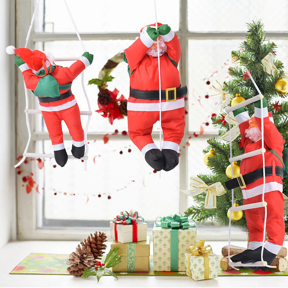 60CM Klettern Seil Leiter Santa Claus Weihnachten Dekorationen Hängen Puppe Baum Ornament Outdoor Santa Claus Puppe Anhänger