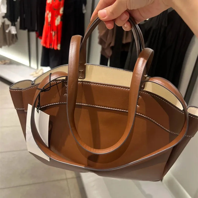 Frauen Einkaufstasche Achsel Tasche große Kapazität Pu Leder Umhängetasche Retro Umhängetasche lässig tragbare Beutel taschen Handtasche