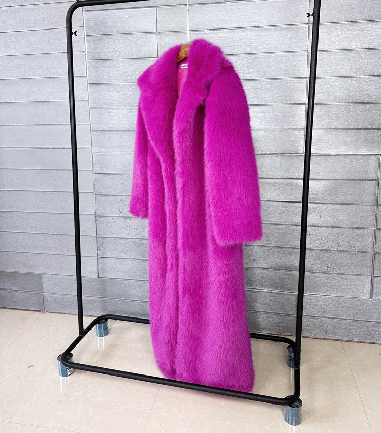 Zadorin 130cm super lange flauschige Kunst pelz Mantel Frauen Jacke Winter Revers verdicken weiße Kunst pelz Mäntel Jacke für Frauen Oberbekleidung