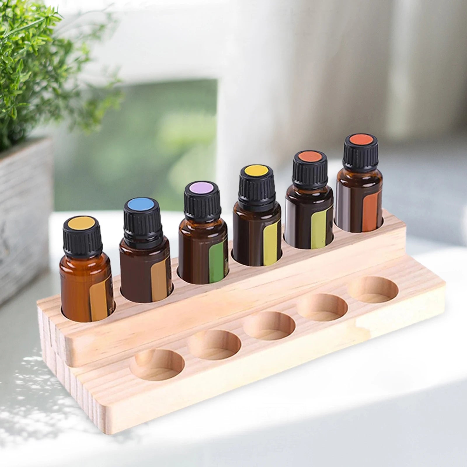 Essential Oils Storage Rack Multifunctional Wooden Cosmetic Organizer Bottles Perfume Aromatherapy Nail Polish Storage Tray