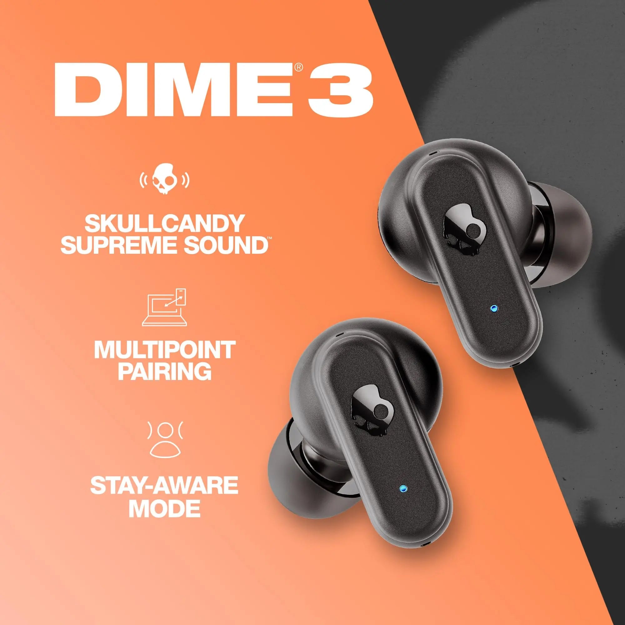 Choice Skullcandy DIME 3 Bluetooth 5.3-Kopfhörer mit intelligentem Mikrofon, wasserdichte HD-Sprach-Ohrhörer, integrierte Fliesen, 20 Stunden Akkulaufzeit