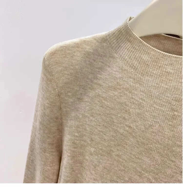 Casual Fashion Solid Schlank Pullover Frauen Koreanische Langarm Mock Neck Stricken Pullover 2024 Neue Herbst Winter Pullover