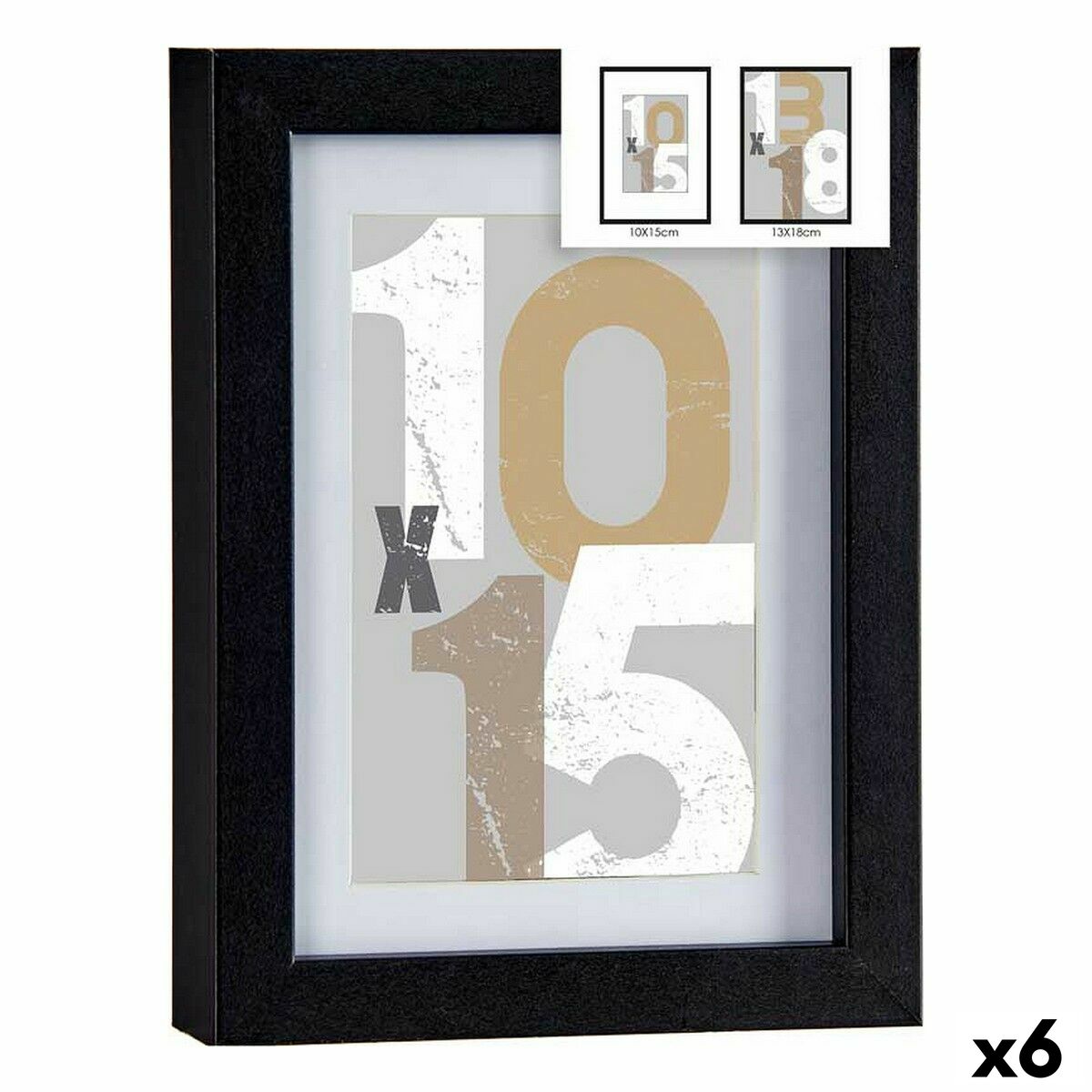 Gift Decor Fotorahmen 16 X 21 X 2,5 Cm Schwarz Glas Holz Mdf (6 Stück)