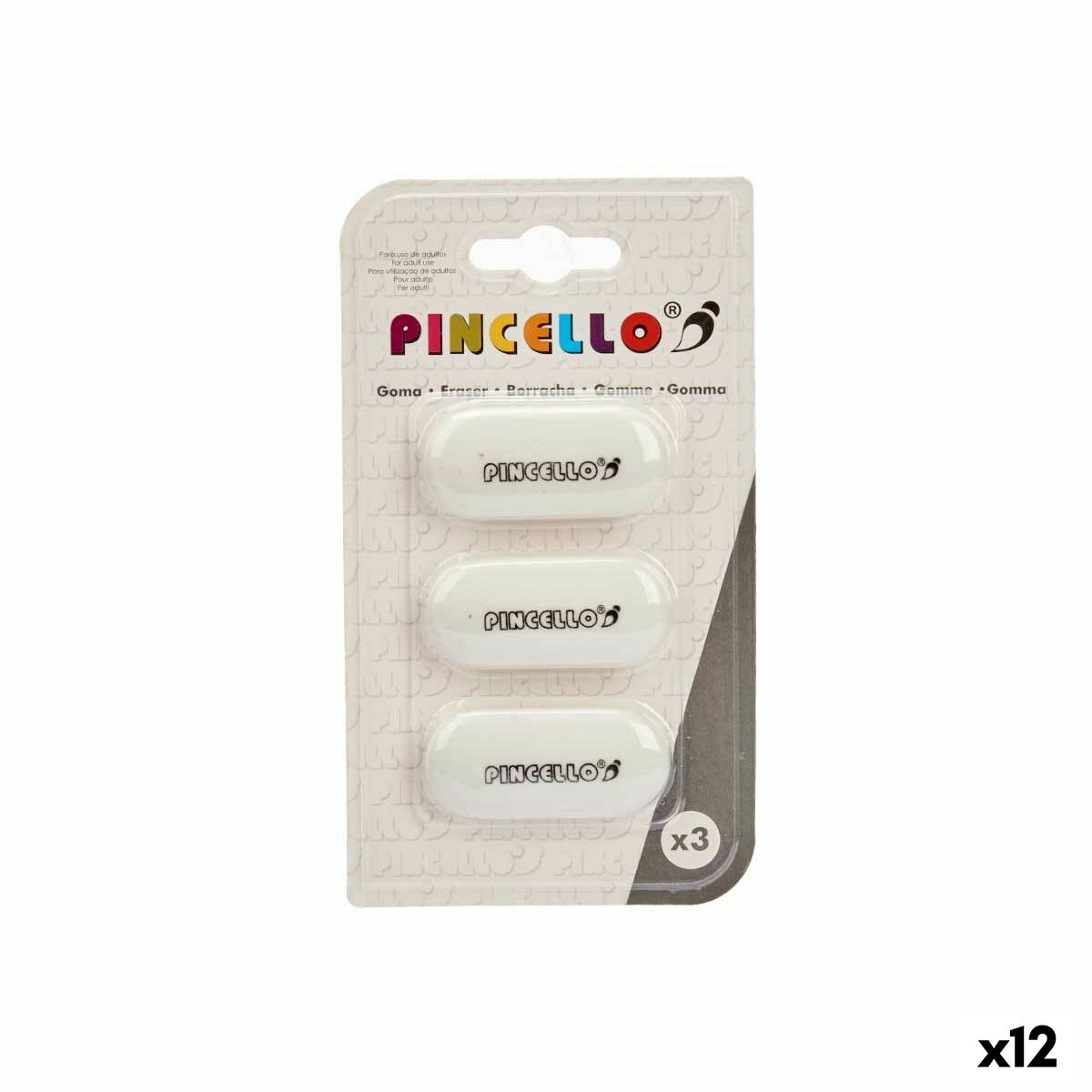 Pincello Radiergummi-Set Weiß (12 Stück)