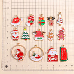 10 Stück Weihnachts mann Lebkuchen mann Weihnachts baum Emaille Charme für Weihnachts ohrringe Halskette Anhänger Schmuck Herstellung Metall Handwerk