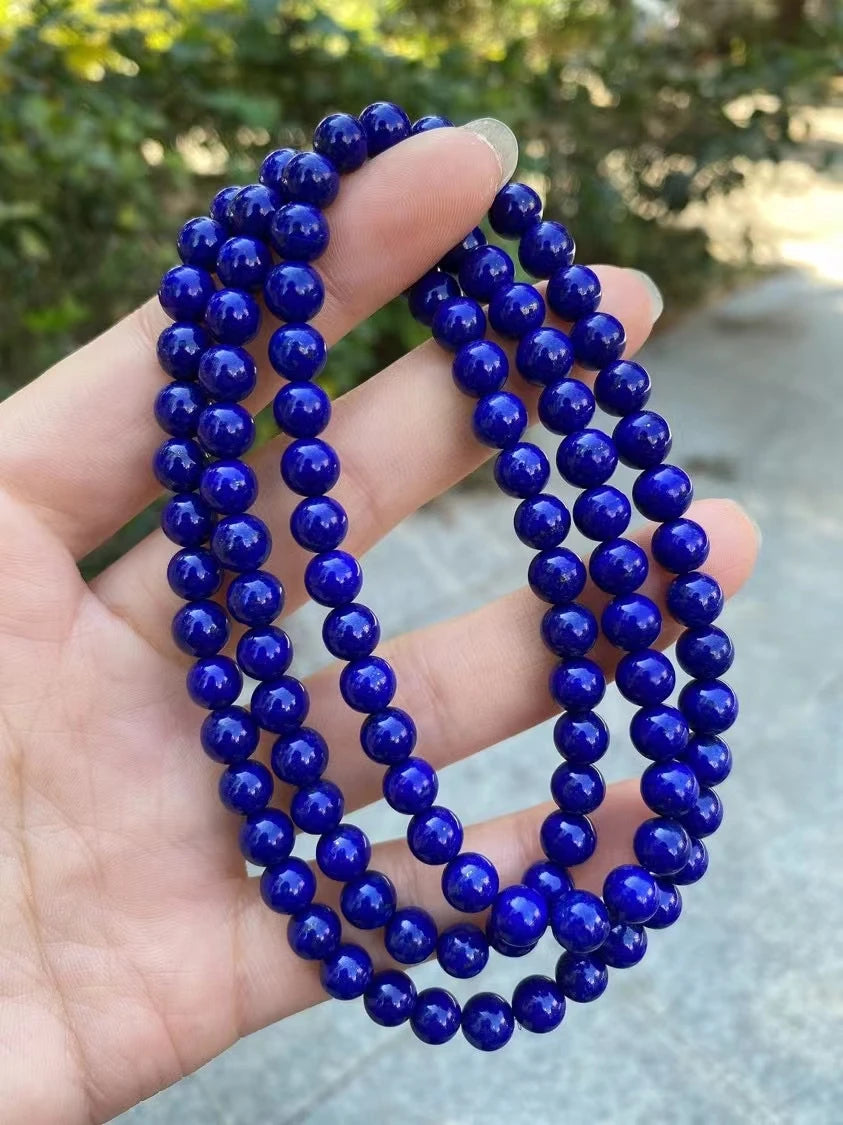 Natürliche blaue Lapislazuli-Rundperlen-Anhänger-Halskette, 7,2 mm, 108 Perlen, Damen- und Herrenperlen, Schmuck, Edelstein, AAAAAA