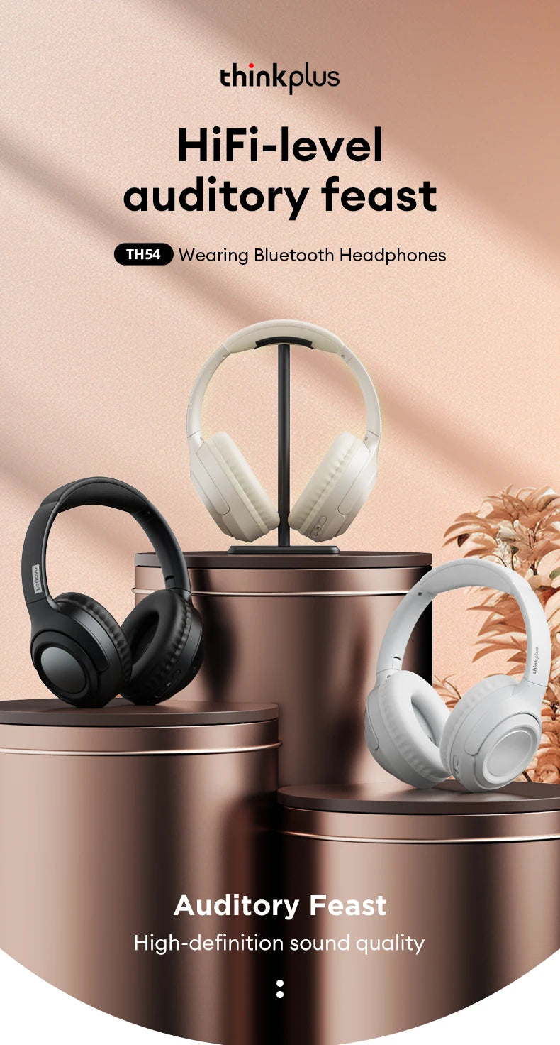 Chioce Original Lenovo TH54 Drahtlose Bluetooth V5.4 Kopfhörer Stereo Ohrhörer Rauschunterdrückung Over Ear Gaming Headset Mit Mikrofon