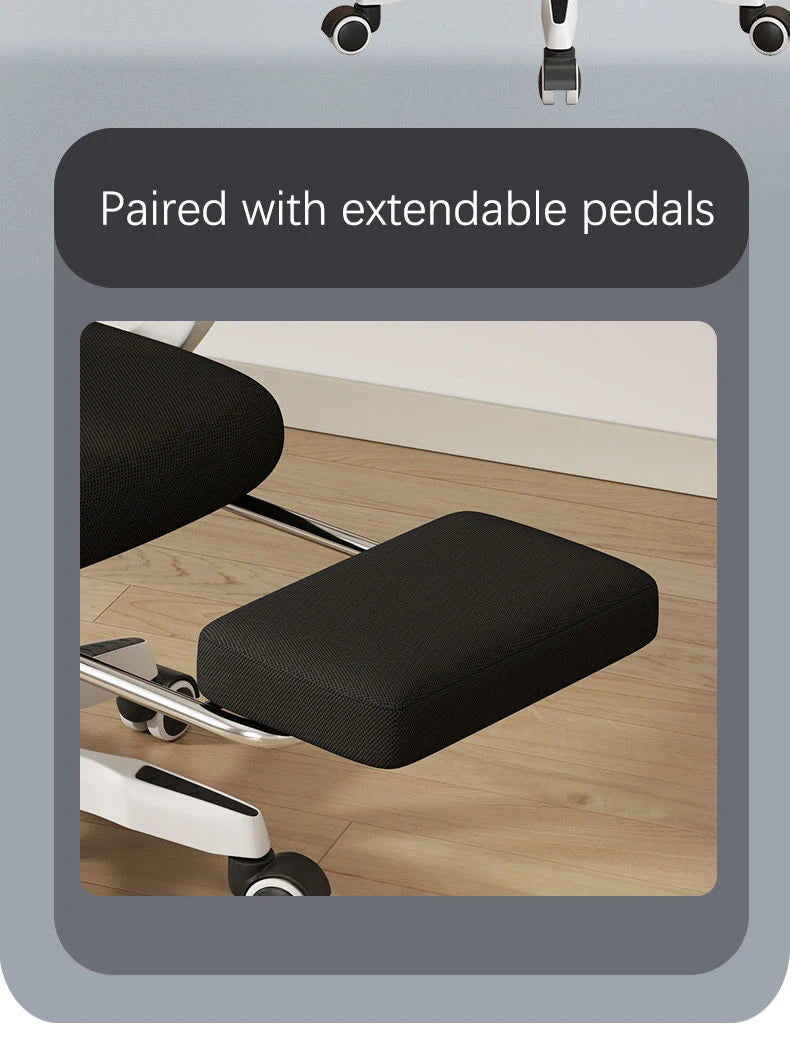 Ergonomischer Bürostuhl, adaptive Lordosenstütze, verstellbare Rückenlehne, einziehbare Fußstütze, atmungsaktiver Dreh-Schreibtischstuhl aus Netzstoff