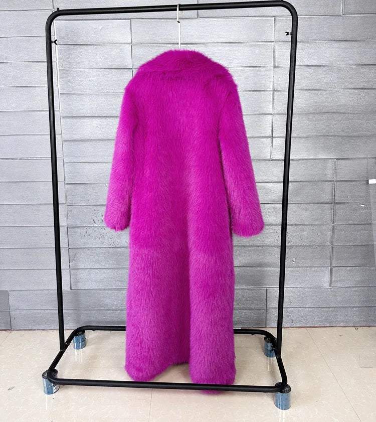 Zadorin 130cm super lange flauschige Kunst pelz Mantel Frauen Jacke Winter Revers verdicken weiße Kunst pelz Mäntel Jacke für Frauen Oberbekleidung