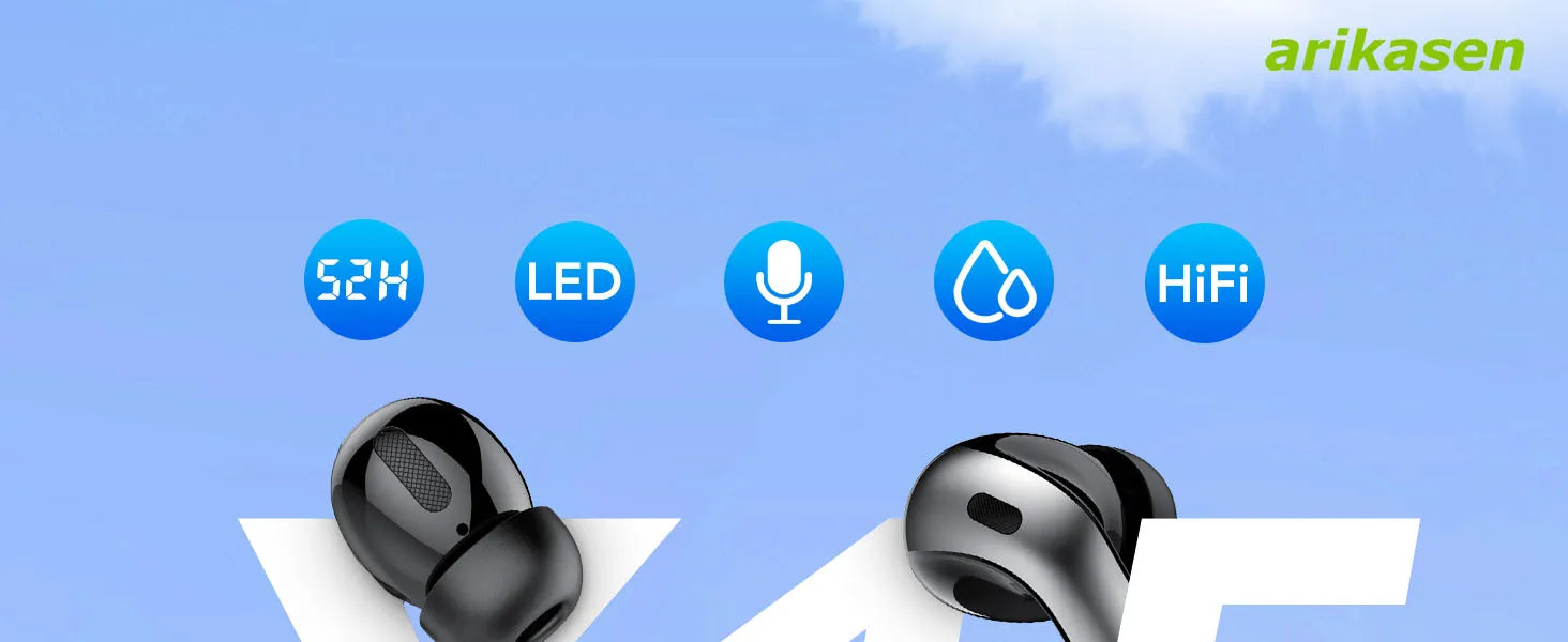 Drahtlose Ohrhörer, Ohrhörer Bluetooth 5,3 Kopfhörer 52h Spielzeit LED-Display, Hifi HD Sound wasserdichte In-Ear-Ohrhörer mit Mikrofon