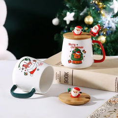 Becher Geschenkbox Keramiktasse Weihnachtsgeschenk Keramiktasse Becher mit Deckel mit Löffel Set Tasse Tasse Tasse Kaffeetasse Weihnachten