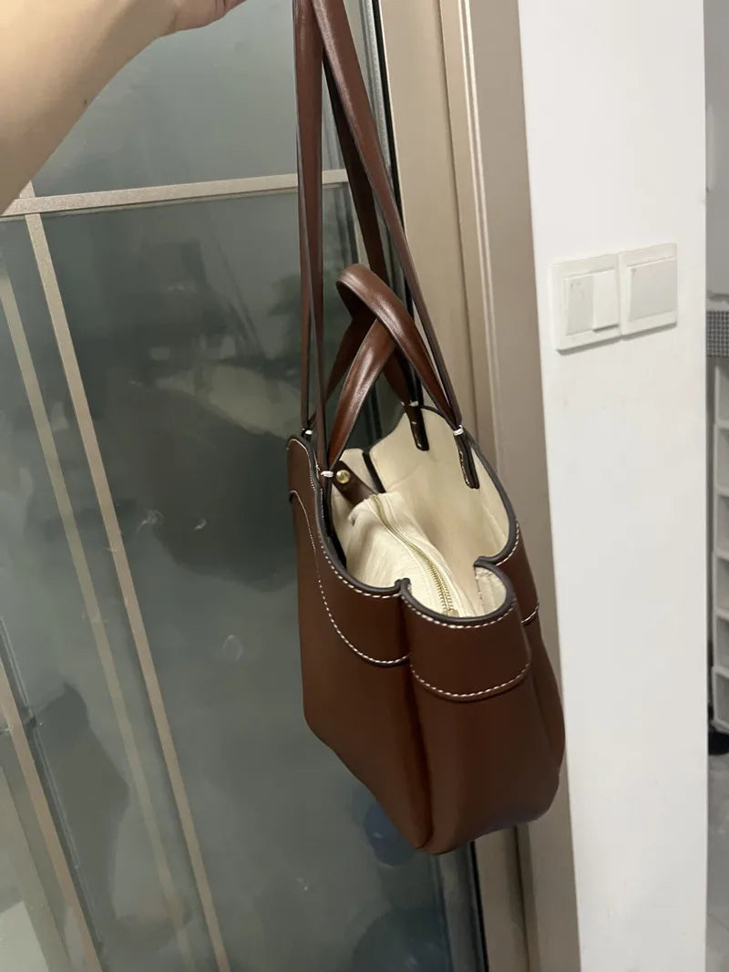 Frauen Einkaufstasche Achsel Tasche große Kapazität Pu Leder Umhängetasche Retro Umhängetasche lässig tragbare Beutel taschen Handtasche