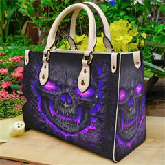 Foru designs Einkaufstaschen für Frauen lila Flamme beängstigend Schädel Designs Handtaschen lässig Mode Damen Leder Handtasche Accessoires