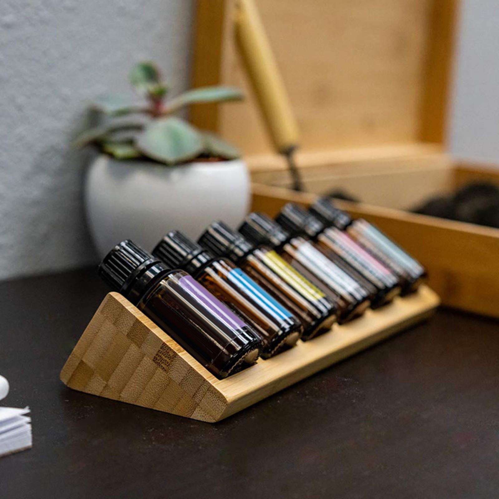 Essential Oils Storage Rack Multifunctional Wooden Cosmetic Organizer Bottles Perfume Aromatherapy Nail Polish Storage Tray