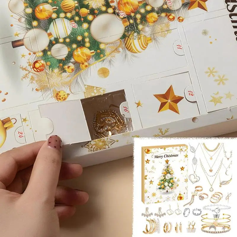 2025 Weihnachten Advent Halskette Geschenk box 24 Tage Countdown-Kalender für Ohrringe Halskette Armband Herstellung Zubehör