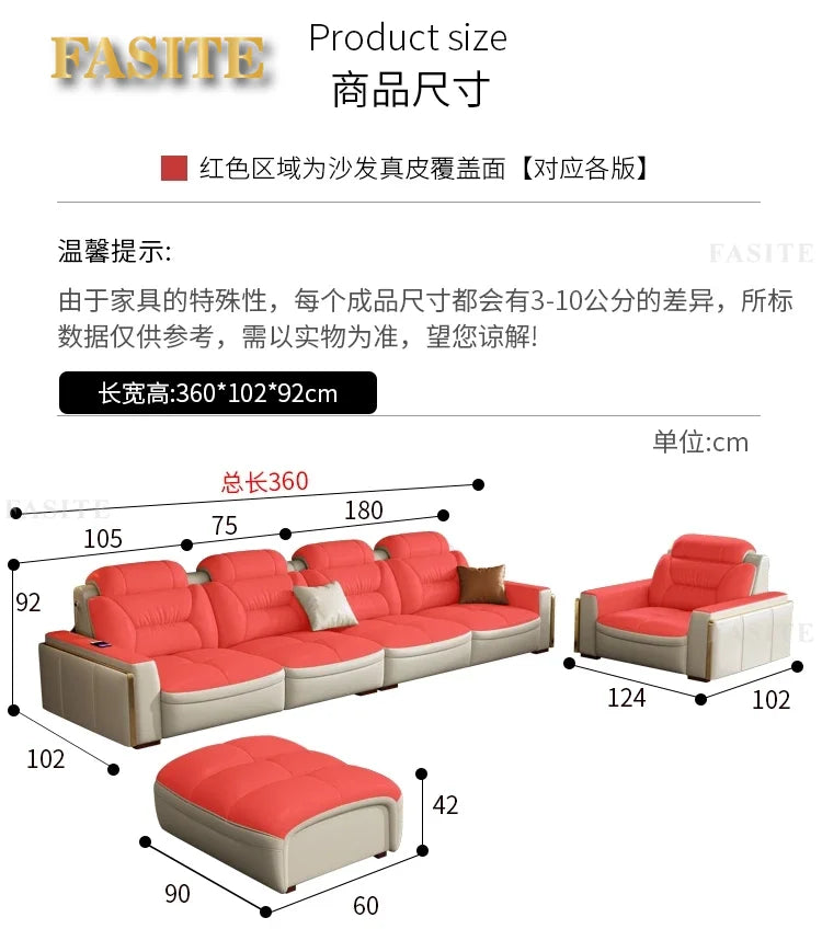 Hochwertige italienische Sofagarnituren aus echtem Leder, Couchsofas mit USB- und Bluetooth-Lautsprecher – MANBAS Wohnzimmermöbel