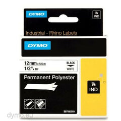 Dymo Laminiertes Klebeband Zur Kennzeichnung Von Maschinen Rhino Dymo Id1-12 12 X 5,5 Mm Schwarz Weiß Selbstklebend (5 Stück)