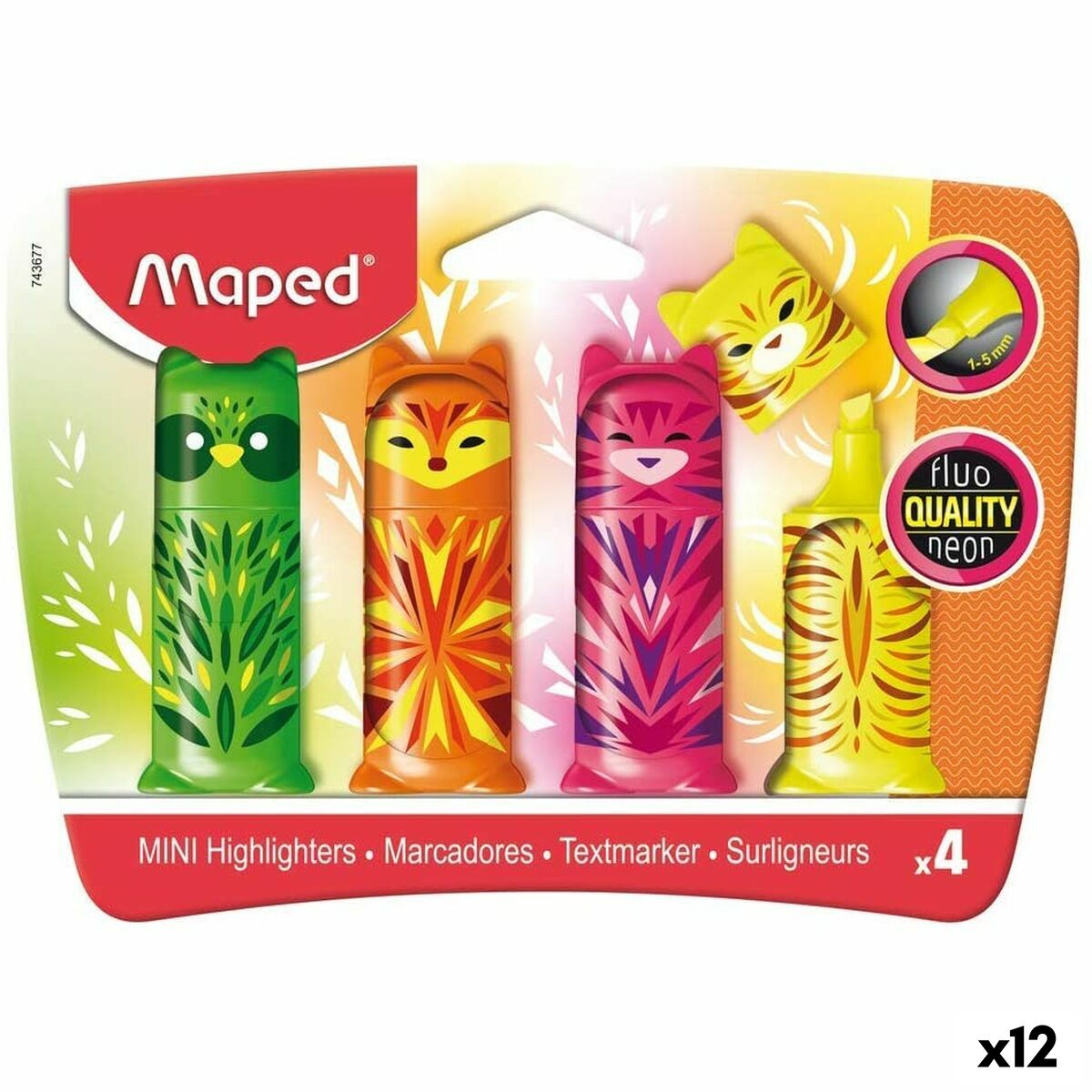 Maped Fluoreszenzmarker-Set Maped Bunt 4 Stücke (12 Stück)