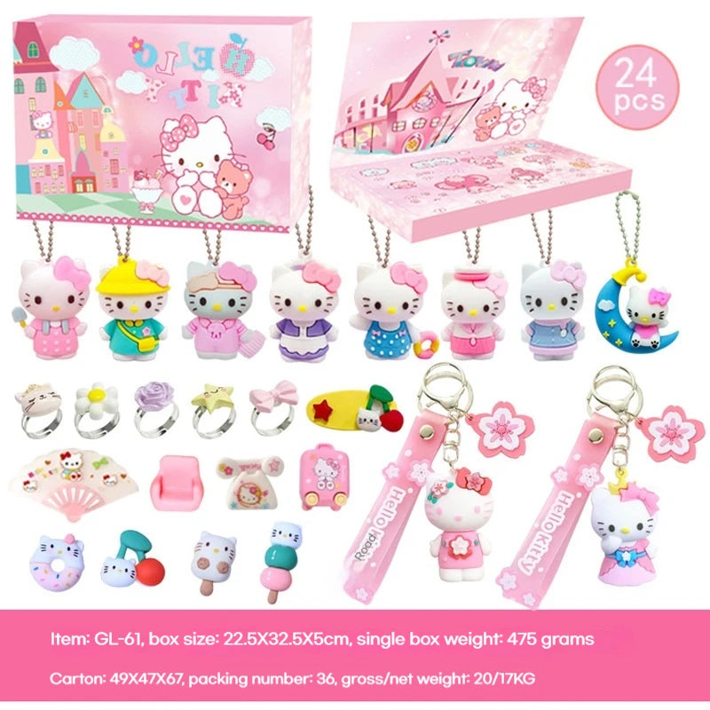 2024 Trendy Kuromi Puppe Poke Hello Kitty Anhänger Schlüsselanhänger Anhänger Sanrio Loch Blind Box Weihnachten Kinder Lotterie Spielzeug