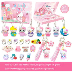 2024 Trendy Kuromi Puppe Poke Hello Kitty Anhänger Schlüsselanhänger Anhänger Sanrio Loch Blind Box Weihnachten Kinder Lotterie Spielzeug