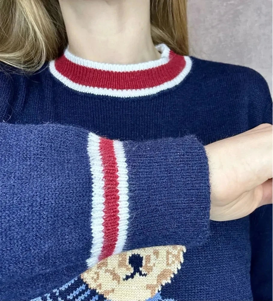 Koreanische Bewertungen viele Kleidung faul Strickwaren Bär Pullover jugendliche Frau 2024 neue Kollektion Herbst Winter warme lose Trikots