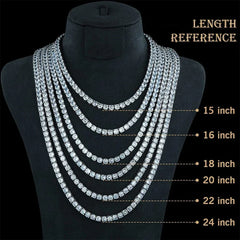 FEOBUR 3/4/5mm Echte Moissanit Tennis Halskette für Frauen Männer S925 Silber Voller Diamanten Hals ketten Party Trendy Schmuck Geschenk