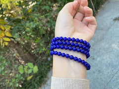 Natürliche blaue Lapislazuli-Rundperlen-Anhänger-Halskette, 7,2 mm, 108 Perlen, Damen- und Herrenperlen, Schmuck, Edelstein, AAAAAA