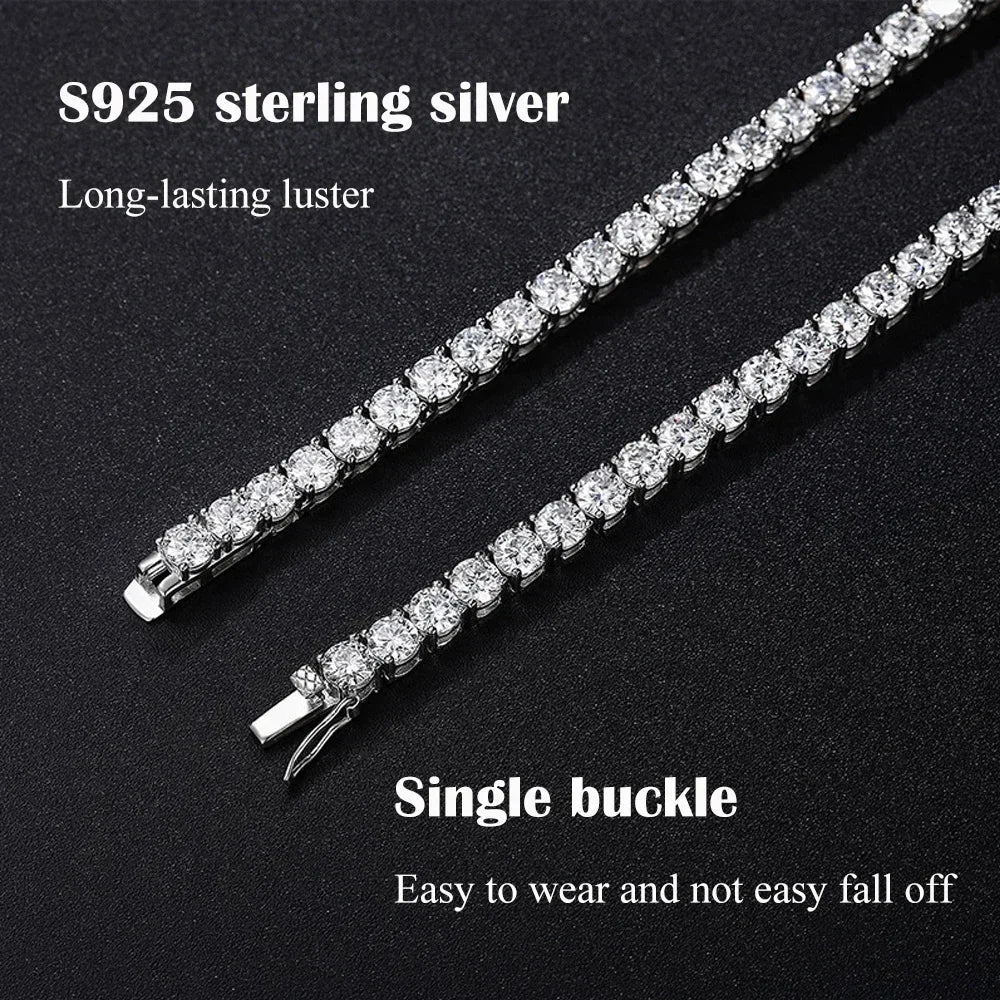 FEOBUR 3/4/5mm Echte Moissanit Tennis Halskette für Frauen Männer S925 Silber Voller Diamanten Hals ketten Party Trendy Schmuck Geschenk