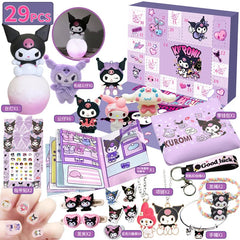 2024 Trendy Kuromi Puppe Poke Hello Kitty Anhänger Schlüsselanhänger Anhänger Sanrio Loch Blind Box Weihnachten Kinder Lotterie Spielzeug