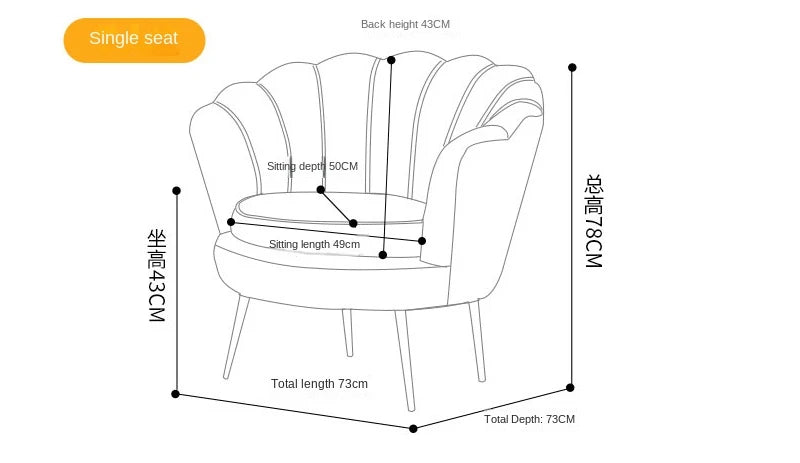 Ins nordischen Samt 2-Sitzer Sofa Einzels ofa Wohnzimmer Ecke entspannenden Sessel Luxus Lounge warten weichen Stuhl Wohn möbel